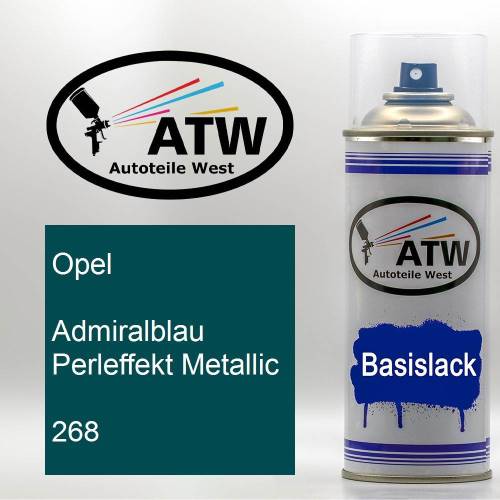 Opel, Admiralblau Perleffekt Metallic, 268: 400ml Sprühdose, von ATW Autoteile West.